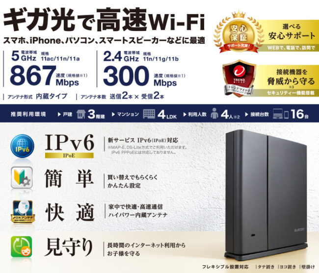 enひかりV6プラス対応ルーター
